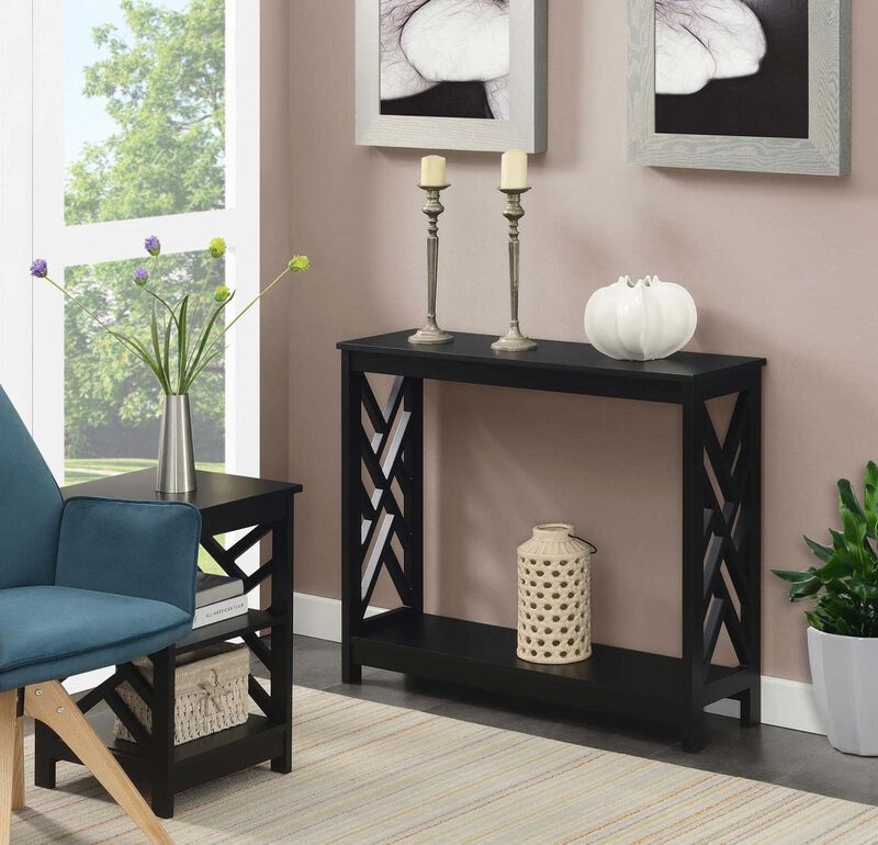 Convenience Concepts Titan Console Table with Shelf, Black