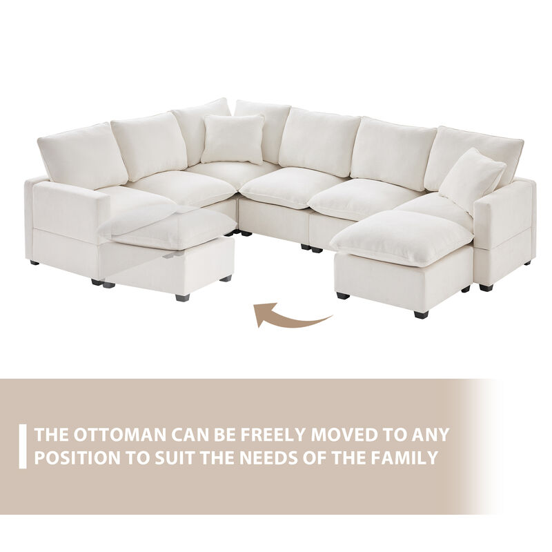 Merax Modern U Shape Modular Sofa with 2 Pillows
