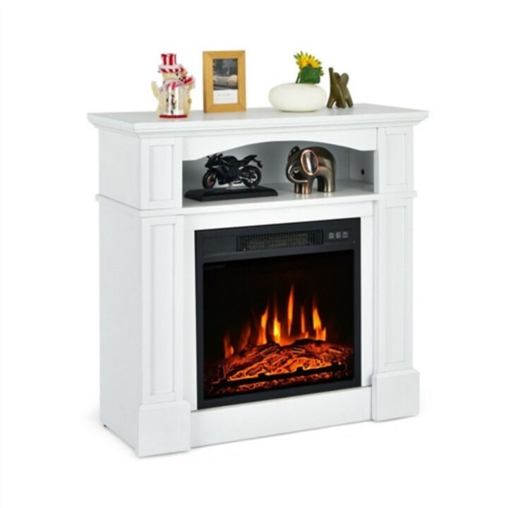 Heated TV Stand with Electric Fireplace – 1,400W Energy-Efficient Heater & Storage Shelf for Entertainment Centers