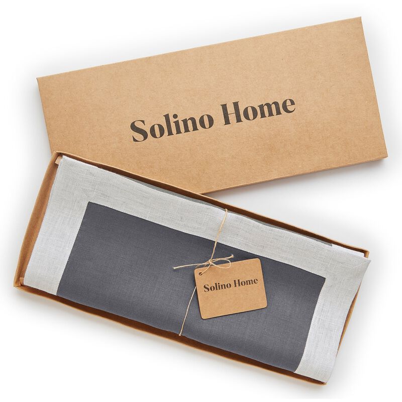 Solino Home 100% Pure Linen Table Runner | Festive Edge for Spring & Easter