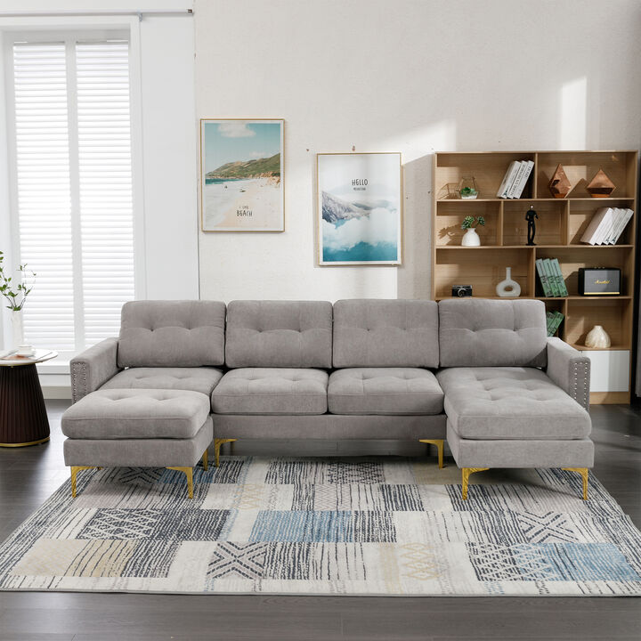 Merax Modular Convertible Sectional Sofa Velvet Couch