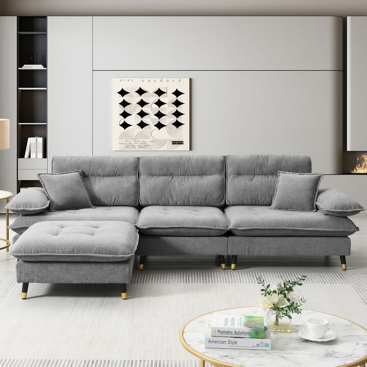 Merax L shaped Convertible Tufted Sectional Sofa