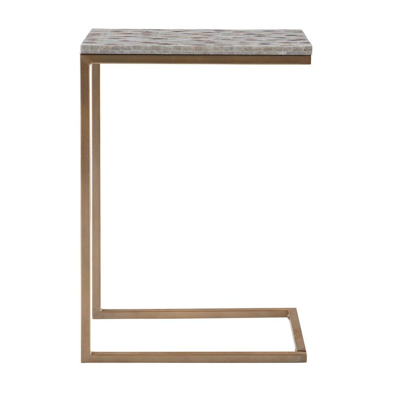 Linon Priscille Capiz Fish Mosaic Accent C Table