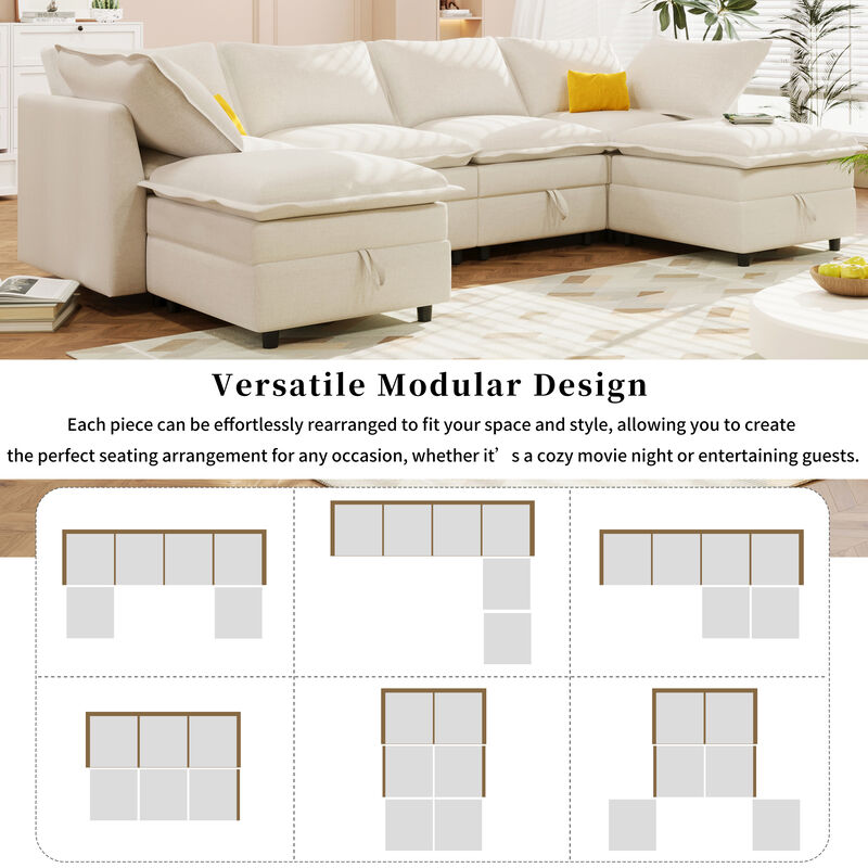 Merax Versatile 6-seat Modular Sofa with Storage