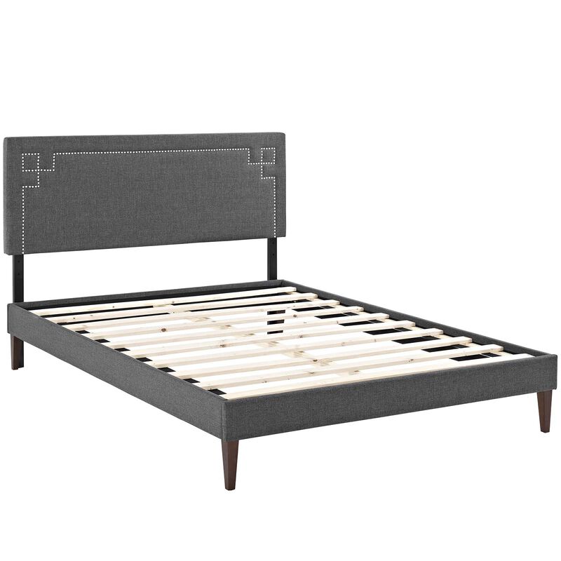 Modway - Ruthie Queen Fabric Platform Bed with Squared Tapered Legs Gray