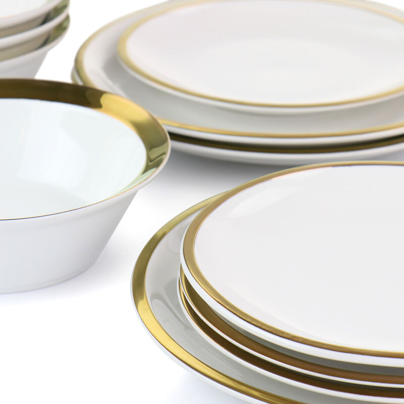 Gibson Home Premier Gold Fine Ceramic 12 Piece Dinnerware Set