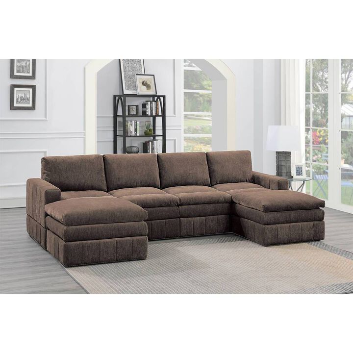 6-piece Modular Sectional Set in Mink Morgan Fabric