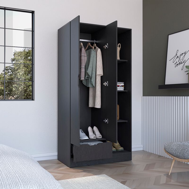 DEPOT E-SHOP Toccoa Armoire with 1-Drawer and 4-Tier Open Shelves
