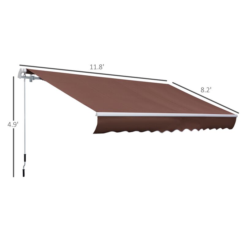 Brown Patio Shield: 12'x8' Manual Retractable Awning