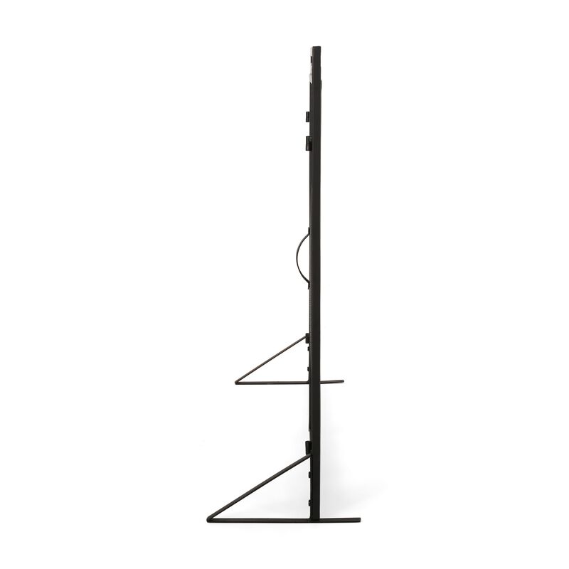 Fireplace Screen, 2 Doors, Open Diamond Mesh Design, Matte Black Iron -Benzara