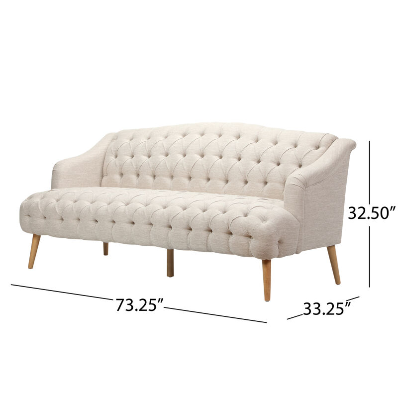 Merax Fabric 3-seat Sofa with Wooden Legs for Living Room or Study