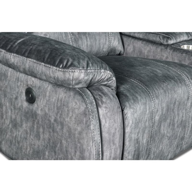 New Classic Furniture Furniture Tango Polyester Console Loveseat  Speaker in Shadow Gray
