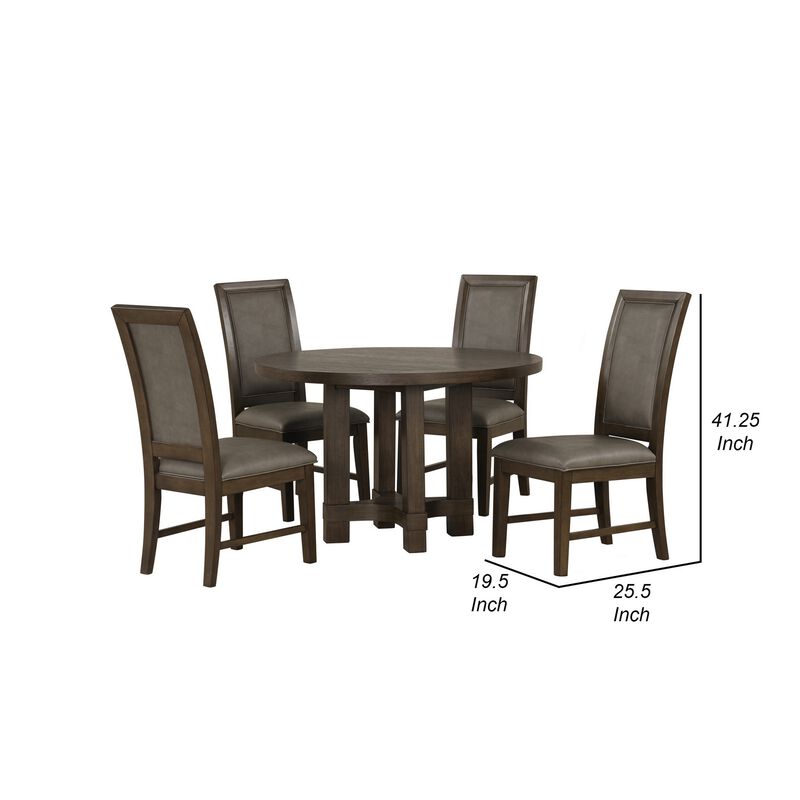 Cora 26 Inch Dining Chair Set of 2, Sleigh Back, Dark Gray Polyester Fabric - Benzara