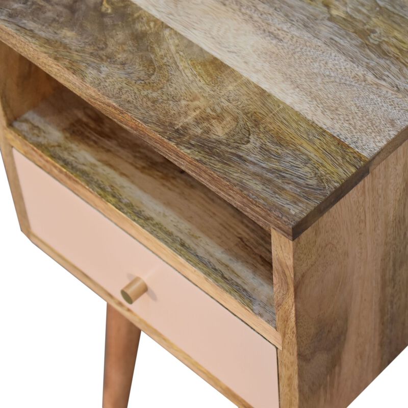 Mini Blush Hand Painted   Solid Wood 1 Drawer NightStand