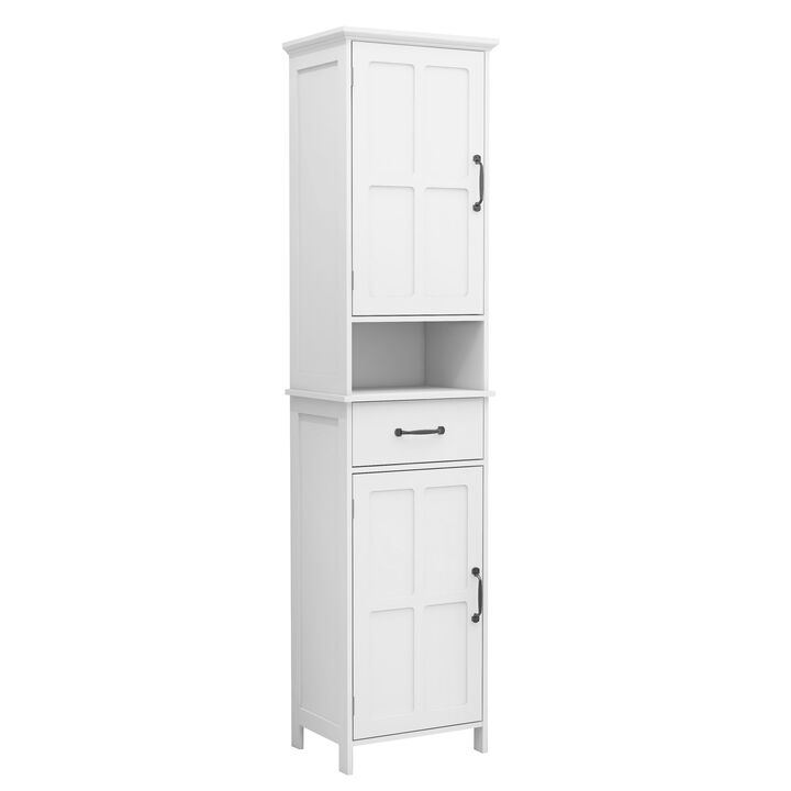 15.75 in. W. x 11.81 in. D x 64.96 in. H White Freestanding Linen Cabinet