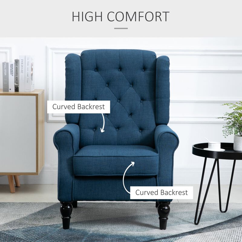 Blue Accent Seating: Set of 2 Tufted High Wingback Chairs