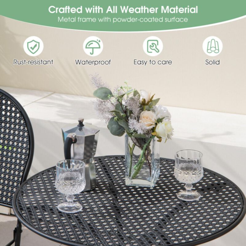 Hivvago 3 Pieces Patio Bistro Set Outdoor Conversation Furniture Table and Folding Chair