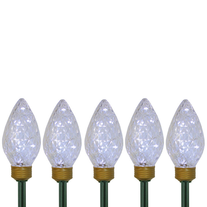 5ct LED Lighted C9 Christmas Pathway Marker Lawn Stakes - Clear Lights