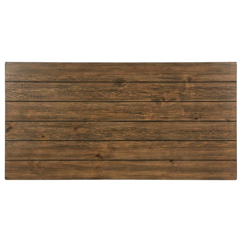 Ayne Coffee Table, 1 Shelf, Distressed Brown Wood Frame, 47 Inch - Benzara