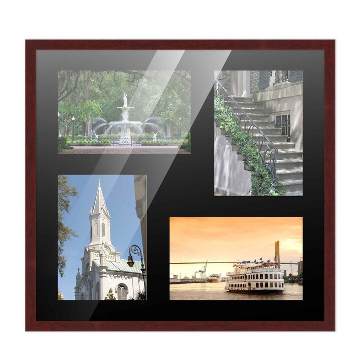 12x12 Wood Collage Frame with a Black Mat for 4x6 Pictures