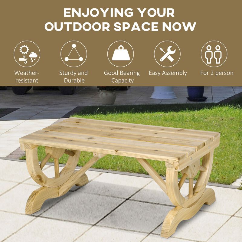 Natural Garden Seat: 2-Person Wagon Wheel Bench for Backyard