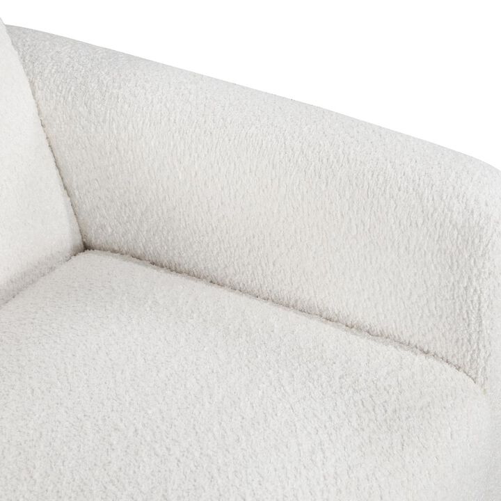 Comfort Pointe Maizie White Boucle Fabric Arm Chair