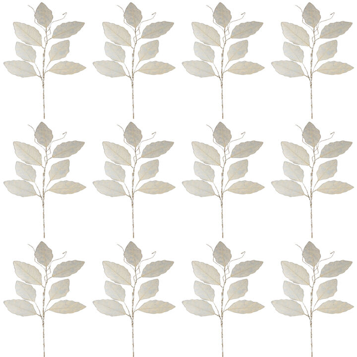 Set of 12 Magnolia Leaf Sprays with Twig Accents for Fall Décor and Floral Arrangements