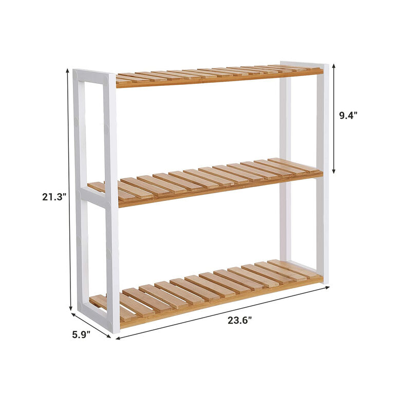 Adjustable Bamboo Rack Multifunctional Bathroom Kitchen Living Room Holder 3-Tier Utility Storage Shelf