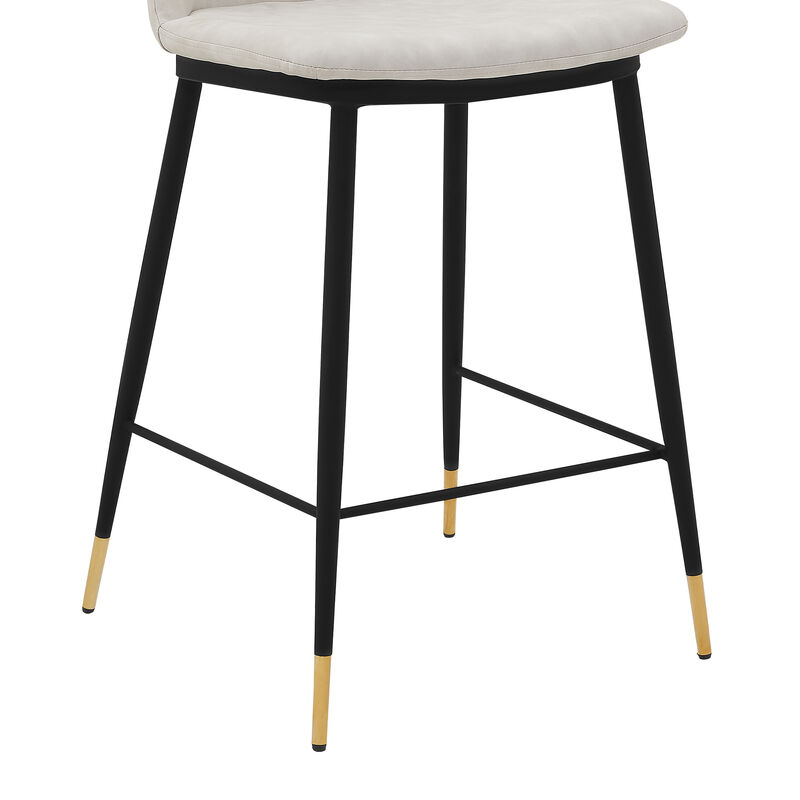 Messina  Cream Faux Leather and Metal Counter Height Bar Stool
