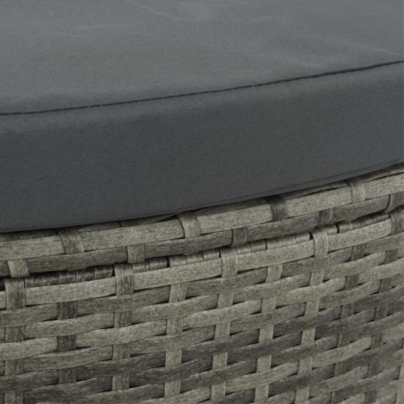 vidaXL 2 Seater Garden Sofa with Cushions and Parasol Gray Poly Rattan