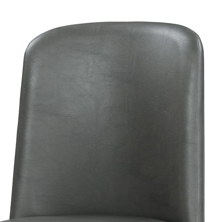 Leatherette Dining Chair with Splayed Wooden Legs, Set of  2, Gray-Benzara