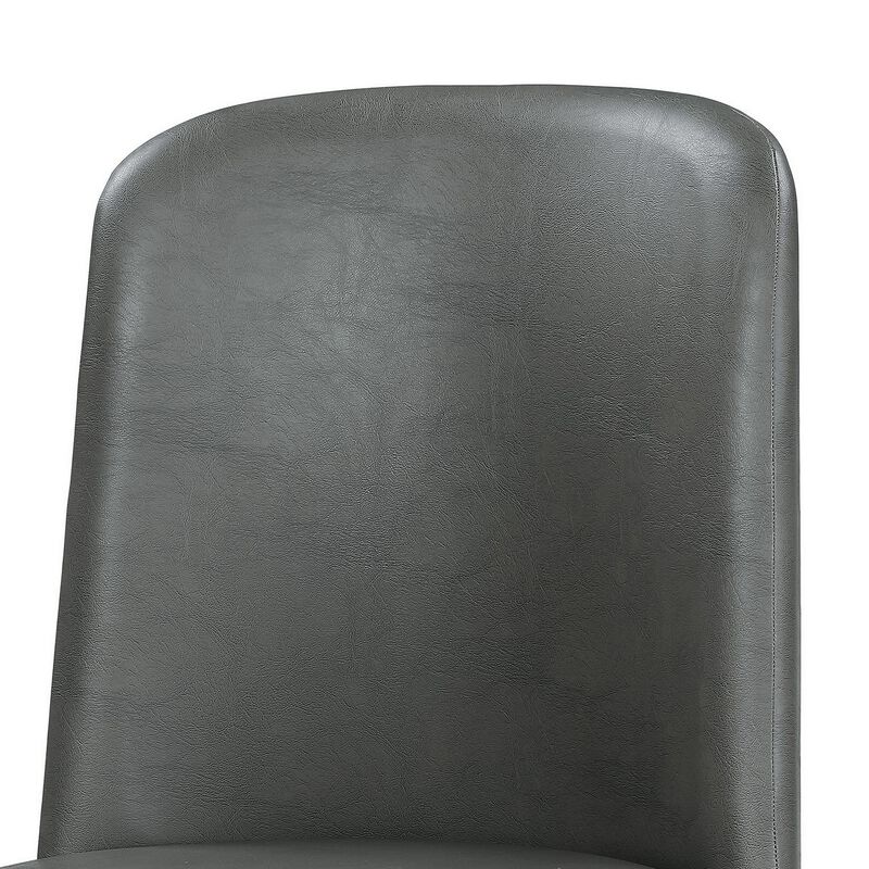 Leatherette Dining Chair with Splayed Wooden Legs, Set of  2, Gray-Benzara