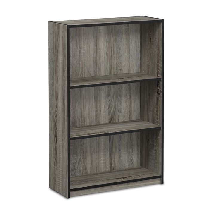 FURINNO JAYA Simple Home 3-Tier Adjustable Shelf Bookcase, French Oak Grey