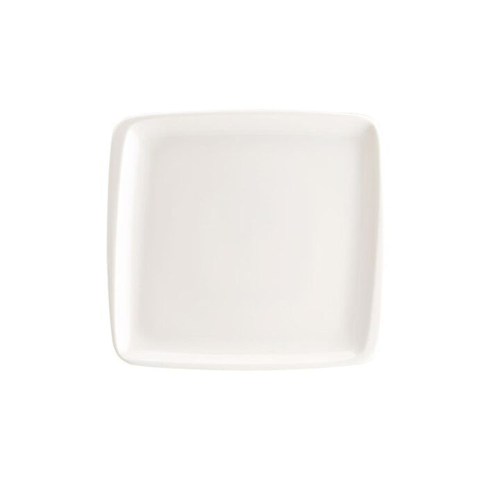 Moove 6.25" x 5.75" Square Warm White Porcelain Plate (Set of 4)