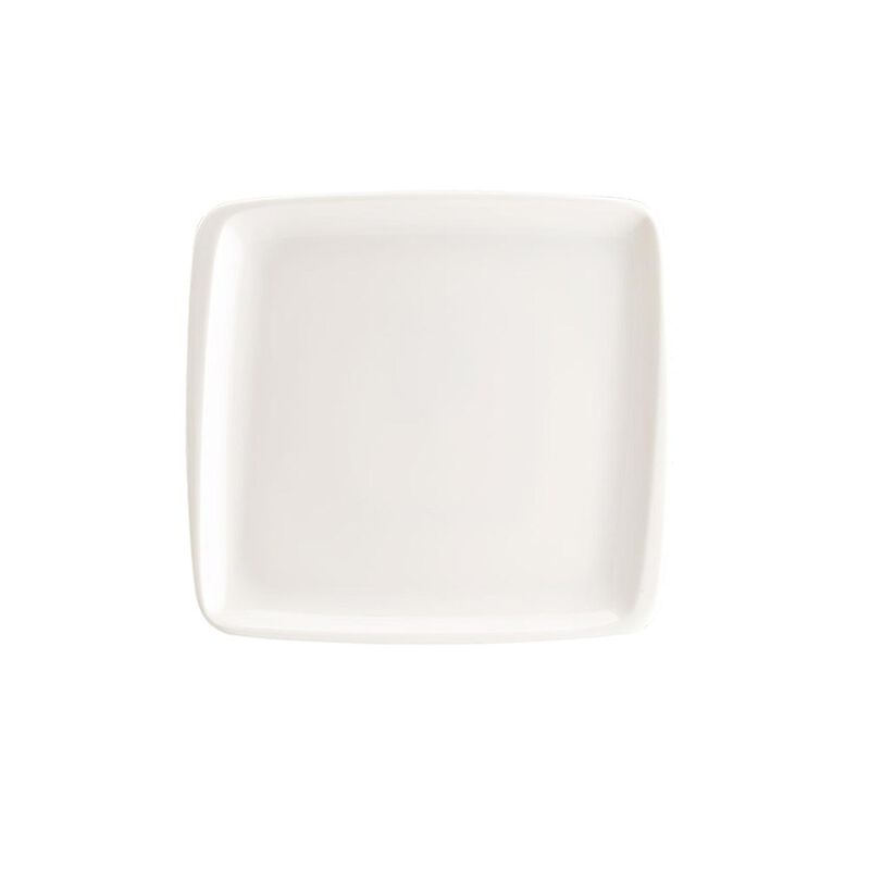 Moove 6.25" x 5.75" Square Warm White Porcelain Plate (Set of 4)