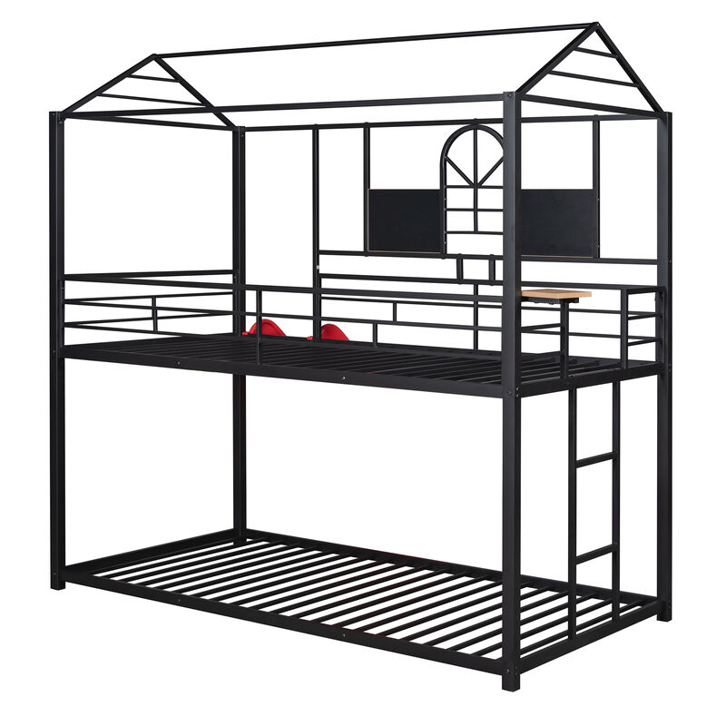 Merax Metal Bunk Bed House Bed With Slide