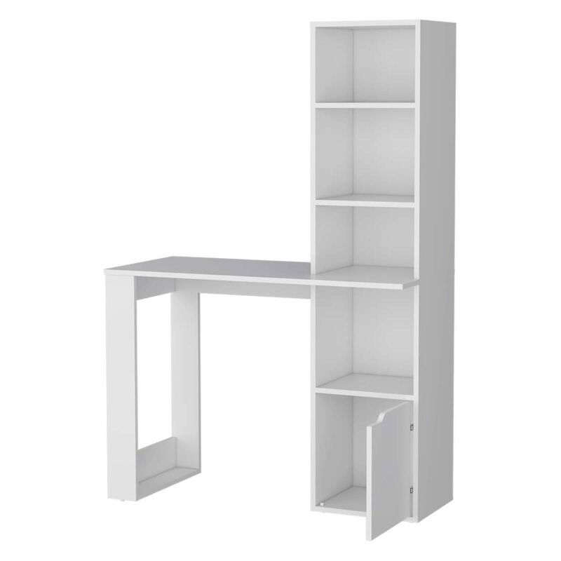 Peterson Computer Desk With 4-Tier Bookcase And 1-Door Cabinet
