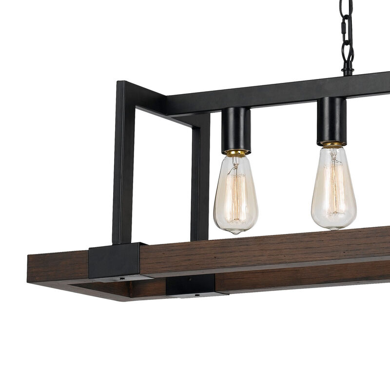 Watt Wood and Metal Chandelier with 6 Foot Chain