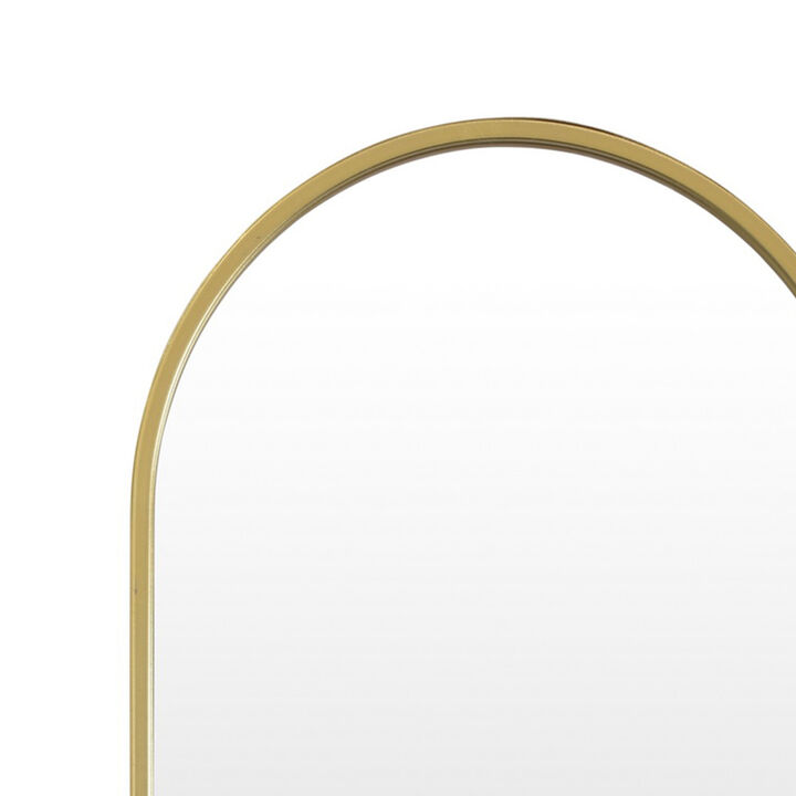 Fenny Wall Mounted Mirror Decor, Oval Shape, 16 x 40, Gold Metal - Benzara