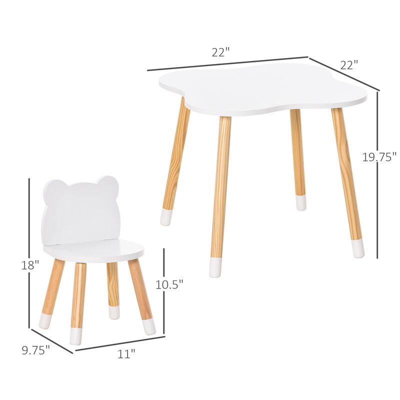 Grey Kids' Activity Center: Wooden Table & Chair Set for Ages 3+