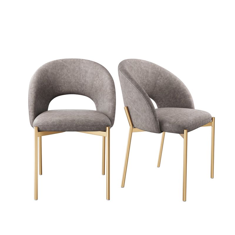PU Dining Side Chair with Metal Legs,  for Dining Room, Bedroom, Living Room, Study Room, Office Area (Set of 2)