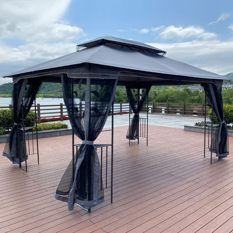13 X 10 Outdoor Patio Gazebo Canopy Tent With Ventilated Double Roof And Mosquito Net