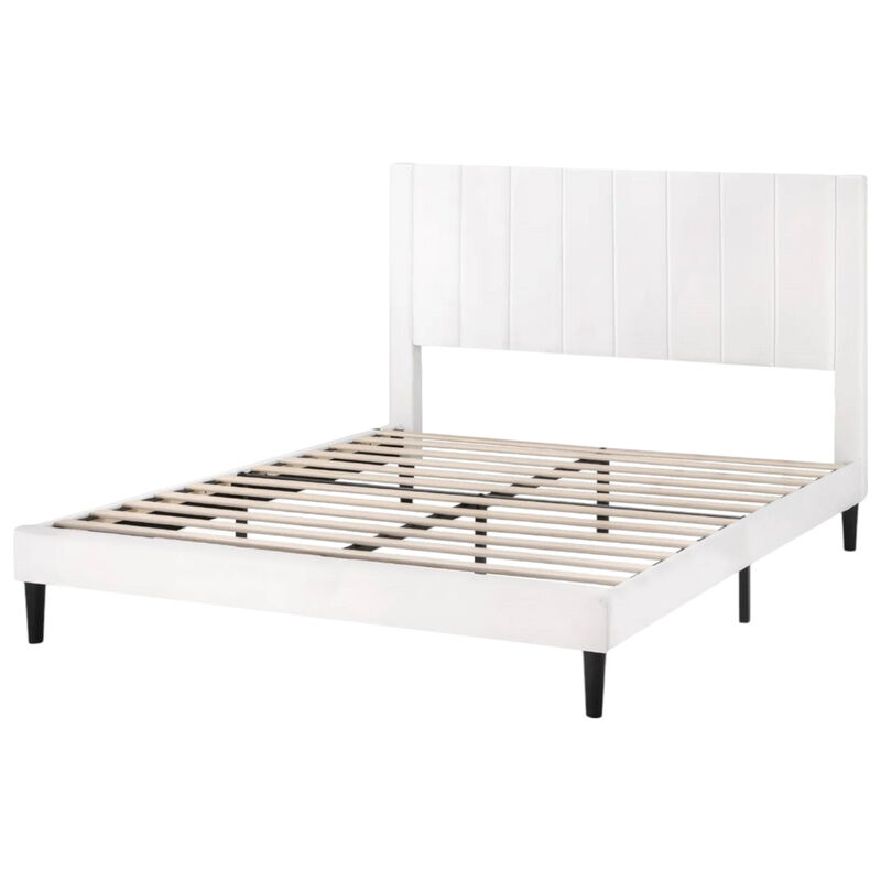 Velvet Upholstered Platform Bed Frame with Headboard
