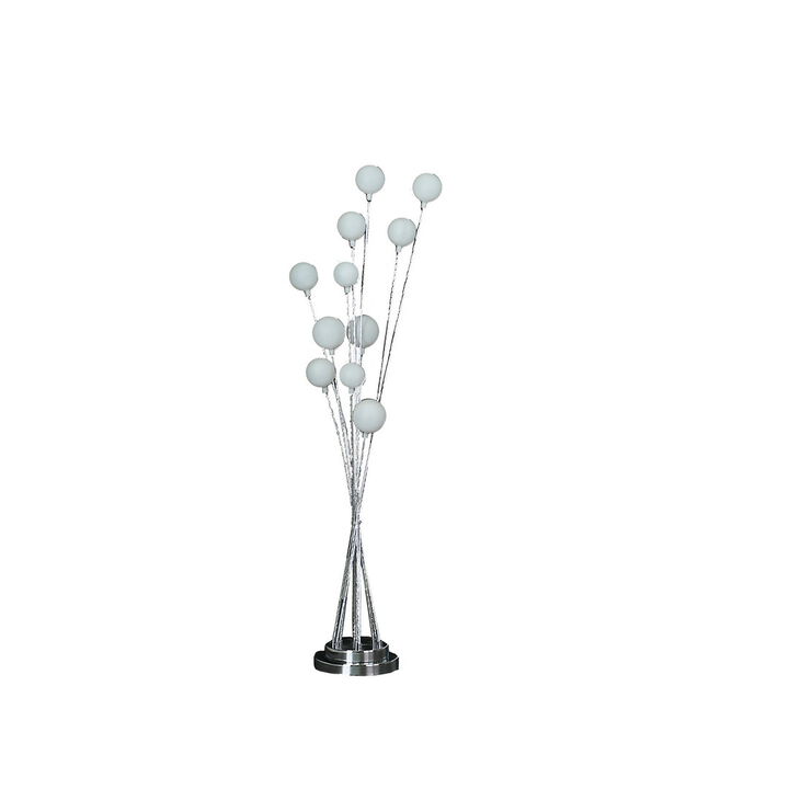 46" In 11-Light Acrylic Globe Aluminun LED Chrysanthe Silver Chrome Metal Floor Lamp