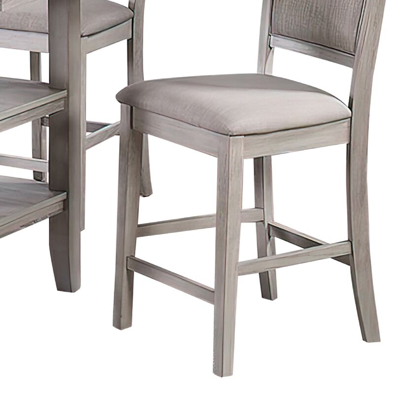 5 Piece Counter Height Dining Set, Table and 4 Chairs, Padded Seats, Gray - Benzara