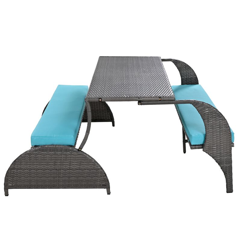 Merax Multi-functional  Outdoor Loveseat Rattan Set
