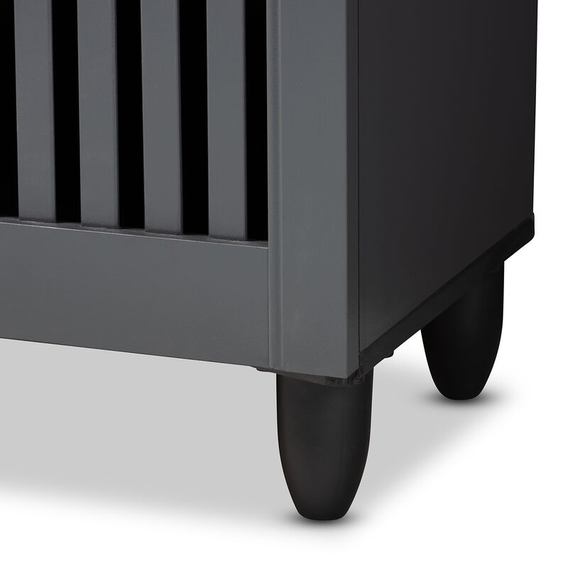 Baxton Studio Fernanda Modern Dark Gray 3 Door Wooden Entryway Shoe Storage Wide Cabinet