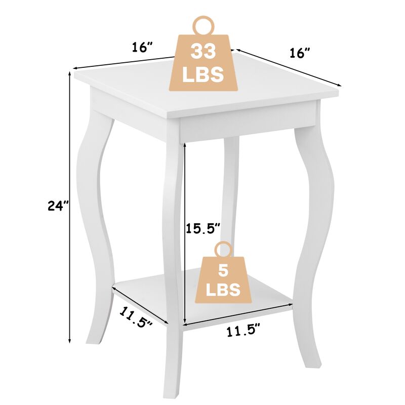Set of 2 Side Table End Table Night Stand with Shelf