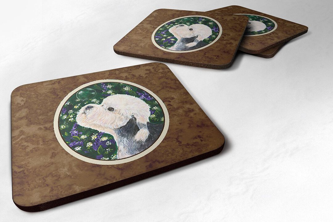 Caroline's Treasures SS1055FC Dandie Dinmont Terrier Foam Coasters (Set of 4), 3.5 H x 3.5 W, Multicolor