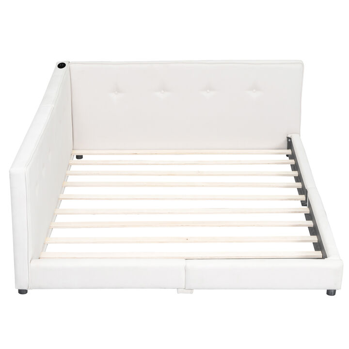 Merax Linen Upholstered Platform Daybed Bed with USB Ports